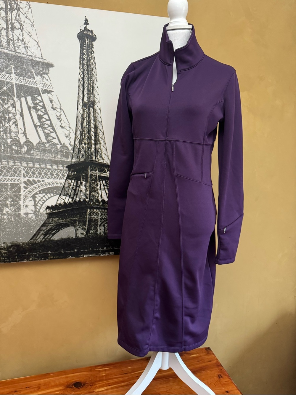 Athleta Purple Long-Sleeve Zip Dress